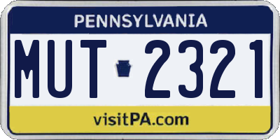 PA license plate MUT2321