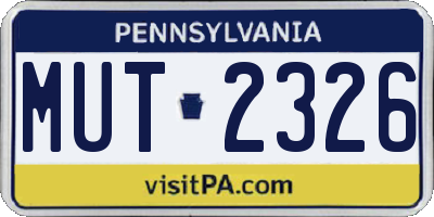 PA license plate MUT2326