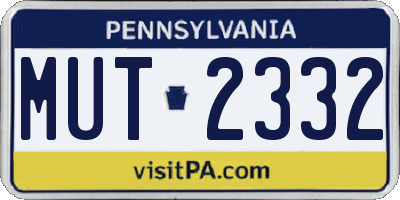 PA license plate MUT2332