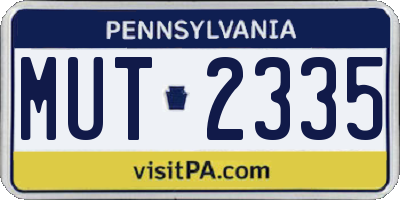 PA license plate MUT2335