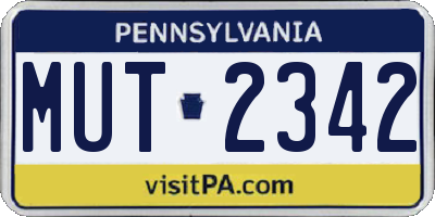 PA license plate MUT2342