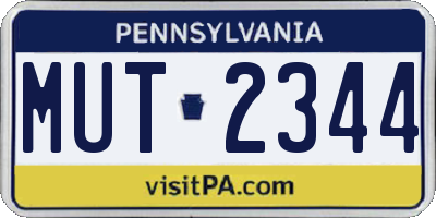 PA license plate MUT2344