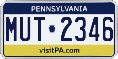 PA license plate MUT2346