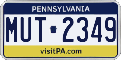 PA license plate MUT2349