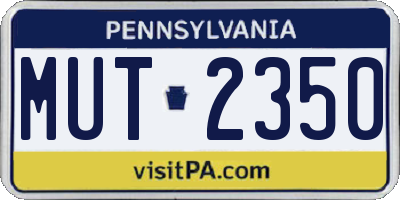 PA license plate MUT2350