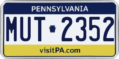 PA license plate MUT2352