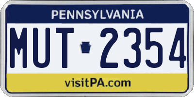 PA license plate MUT2354