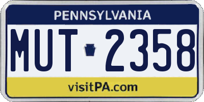 PA license plate MUT2358
