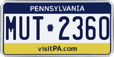 PA license plate MUT2360