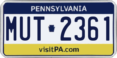 PA license plate MUT2361
