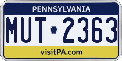 PA license plate MUT2363