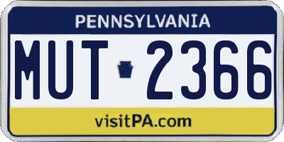 PA license plate MUT2366