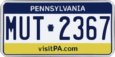 PA license plate MUT2367