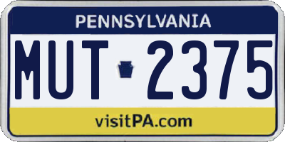 PA license plate MUT2375