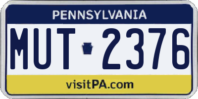 PA license plate MUT2376