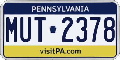 PA license plate MUT2378