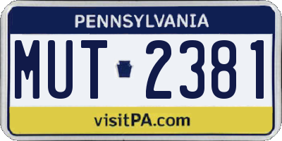 PA license plate MUT2381