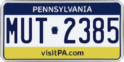 PA license plate MUT2385