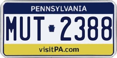 PA license plate MUT2388