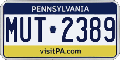 PA license plate MUT2389