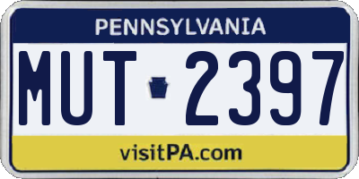 PA license plate MUT2397