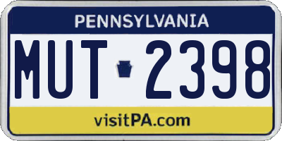 PA license plate MUT2398