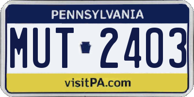 PA license plate MUT2403