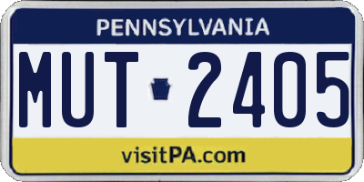 PA license plate MUT2405