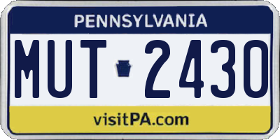 PA license plate MUT2430