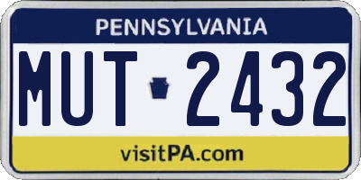 PA license plate MUT2432