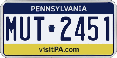 PA license plate MUT2451