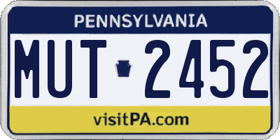 PA license plate MUT2452