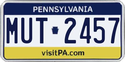PA license plate MUT2457