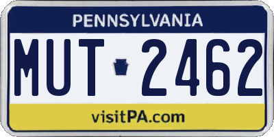 PA license plate MUT2462