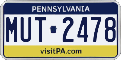 PA license plate MUT2478