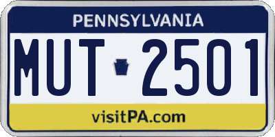 PA license plate MUT2501