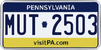 PA license plate MUT2503