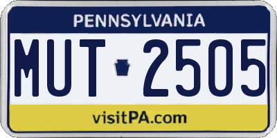 PA license plate MUT2505