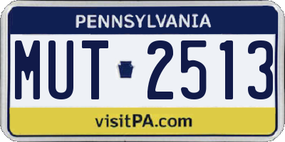 PA license plate MUT2513