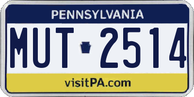 PA license plate MUT2514