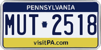 PA license plate MUT2518