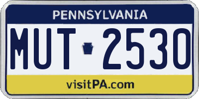 PA license plate MUT2530