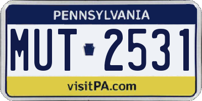 PA license plate MUT2531