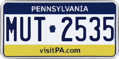 PA license plate MUT2535