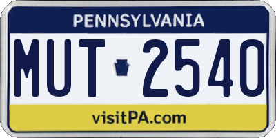 PA license plate MUT2540