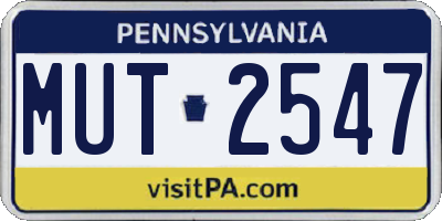 PA license plate MUT2547