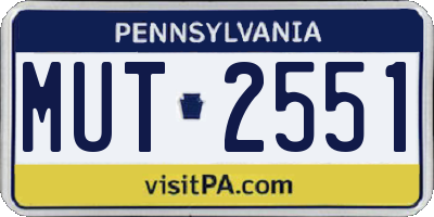PA license plate MUT2551
