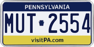 PA license plate MUT2554