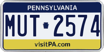 PA license plate MUT2574