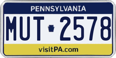 PA license plate MUT2578